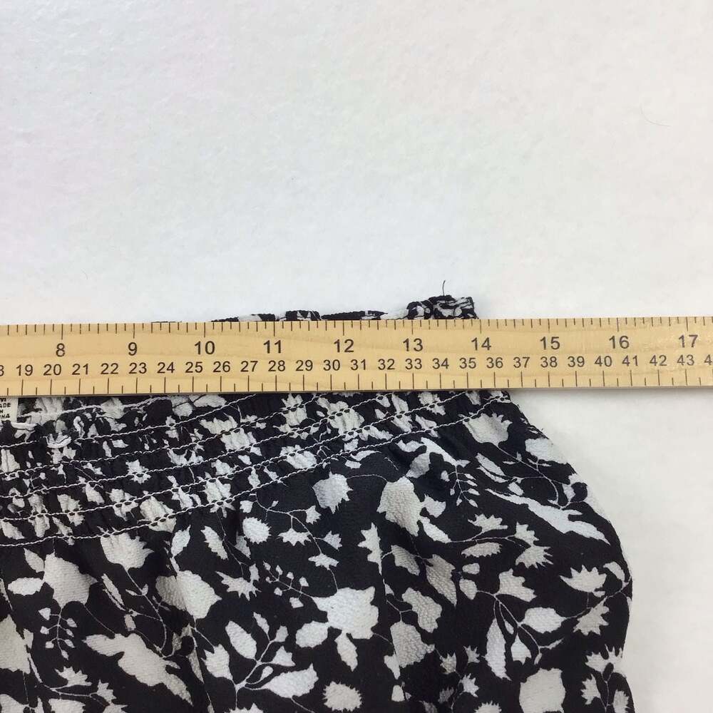 Max Studio Black White Floral Tiered Smocked Waist Maxi Skirt Medium Chic - Picture 7 of 9